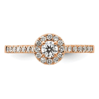14K Rosegold Verlobungsring mit 0,5 ct. Laborgezüchtetem Diamant, VS/SI+ G+, rund, mit Halo-Fassung