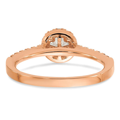 14K Rosegold Verlobungsring mit 0,5 ct. Laborgezüchtetem Diamant, VS/SI+ G+, rund, mit Halo-Fassung