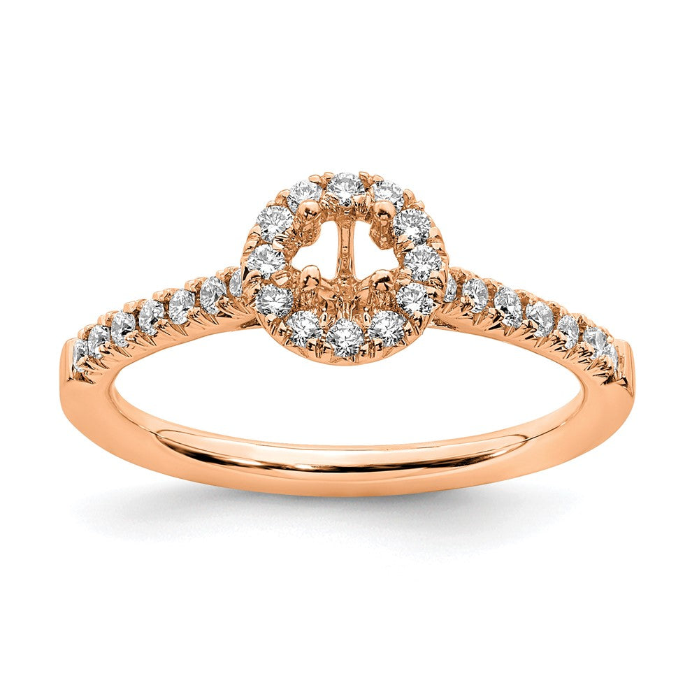 14K Rosegold Verlobungsring mit 0,5 ct. Laborgezüchtetem Diamant, VS/SI+ G+, rund, mit Halo-Fassung