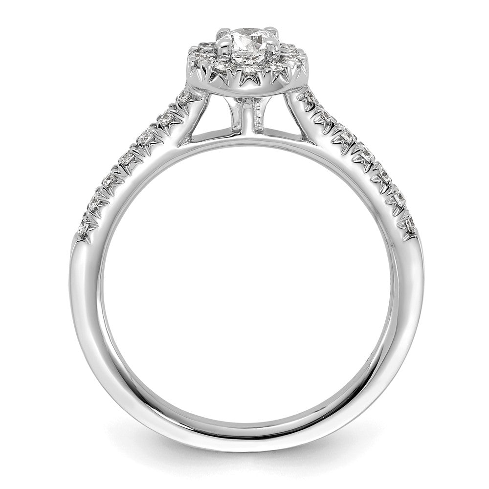 14K Weißgold 0,5 ct. Labor-gewachsener Diamant VS/SI+ G+ Rund Komplett-Halo Verlobungsring