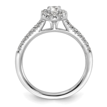 14K Weißgold 0,5 ct. Labor-gewachsener Diamant VS/SI+ G+ Rund Komplett-Halo Verlobungsring