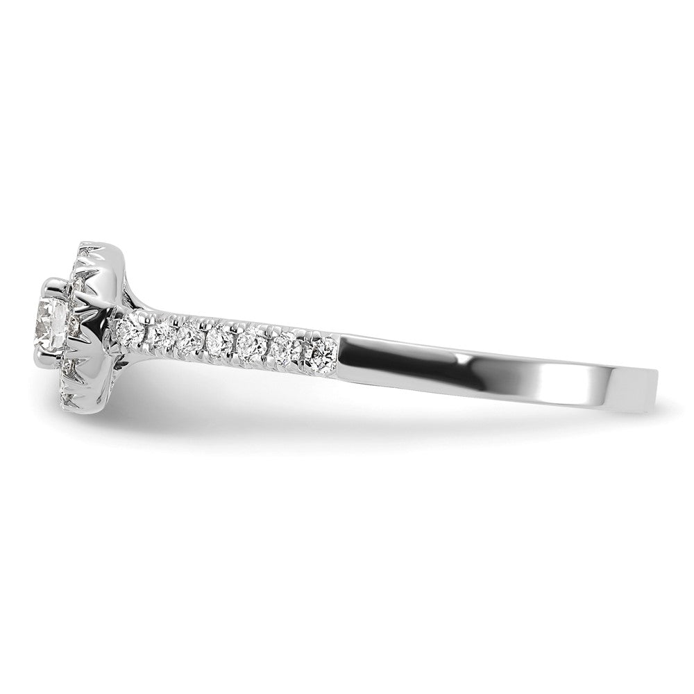 14K Weißgold 0,5 ct. Labor-gewachsener Diamant VS/SI+ G+ Rund Komplett-Halo Verlobungsring