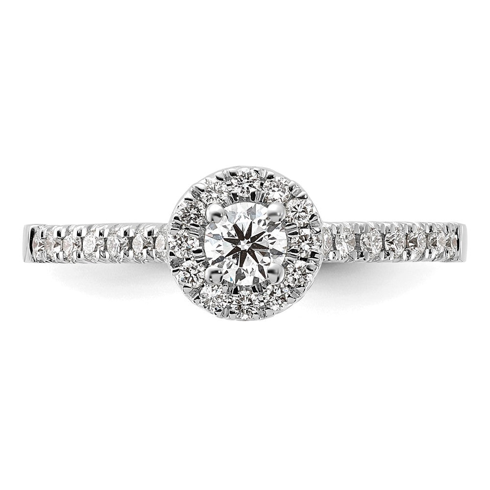 14K Weißgold 0,5 ct. Labor-gewachsener Diamant VS/SI+ G+ Rund Komplett-Halo Verlobungsring