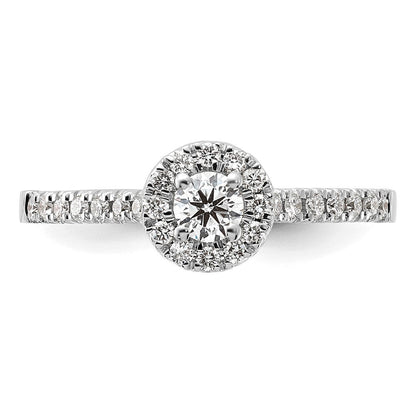 14K Weißgold 0,5 ct. Labor-gewachsener Diamant VS/SI+ G+ Rund Komplett-Halo Verlobungsring