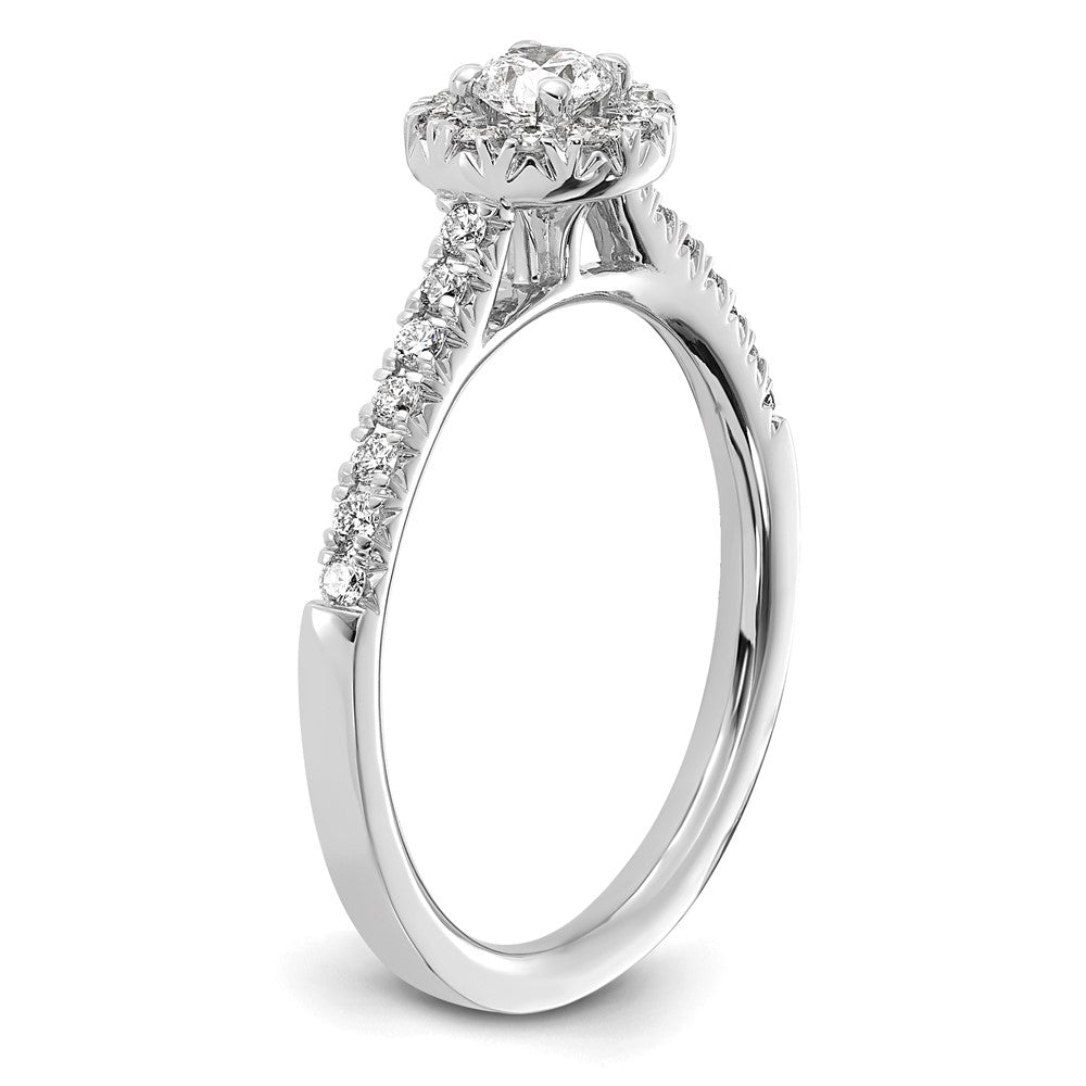 14K Weißgold 0,5 ct. Labor-gewachsener Diamant VS/SI+ G+ Rund Komplett-Halo Verlobungsring