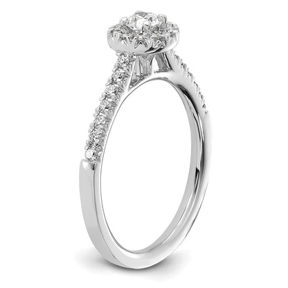 14K Weißgold 0,5 ct. Labor-gewachsener Diamant VS/SI+ G+ Rund Komplett-Halo Verlobungsring