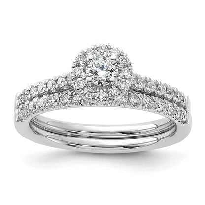 14K Weißgold 0,5 ct. Labor-gewachsener Diamant VS/SI+ G+ Rund Komplett-Halo Verlobungsring