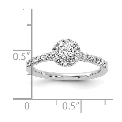14K Weißgold 0,5 ct. Labor-gewachsener Diamant VS/SI+ G+ Rund Komplett-Halo Verlobungsring