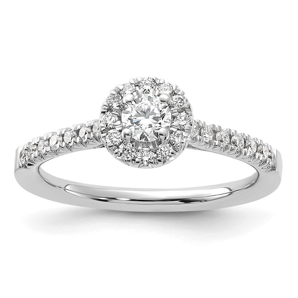 14K Weißgold 0,5 ct. Labor-gewachsener Diamant VS/SI+ G+ Rund Komplett-Halo Verlobungsring