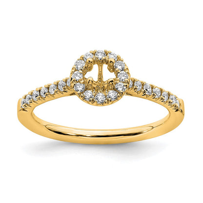 14K Gelbgold Verlobungsring mit rundem laborgezüchtetem Diamant, 0,5 ct., VS/SI+ G+, komplettem Halo