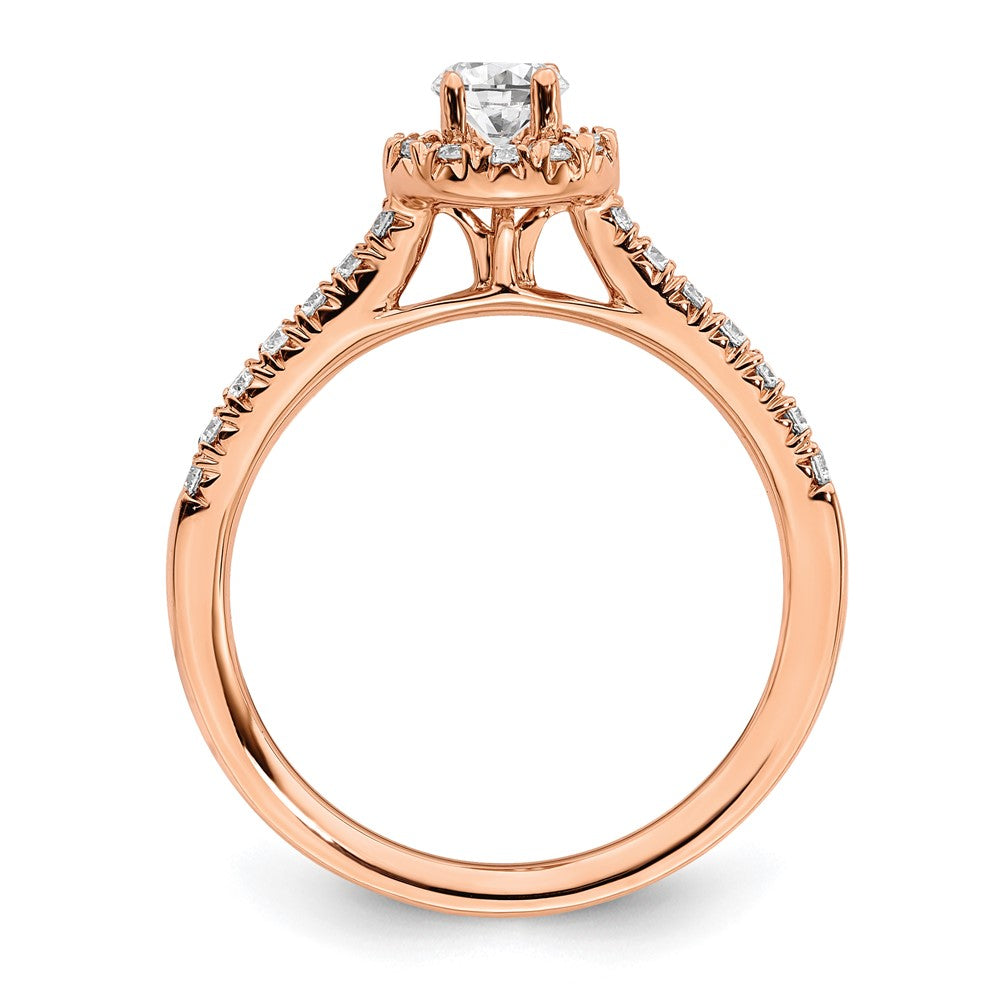 14K Roségold 0,75 ct. Labor gezüchteter Diamant VS/SI+ G+ Rund Komplett-Halo Verlobungsring