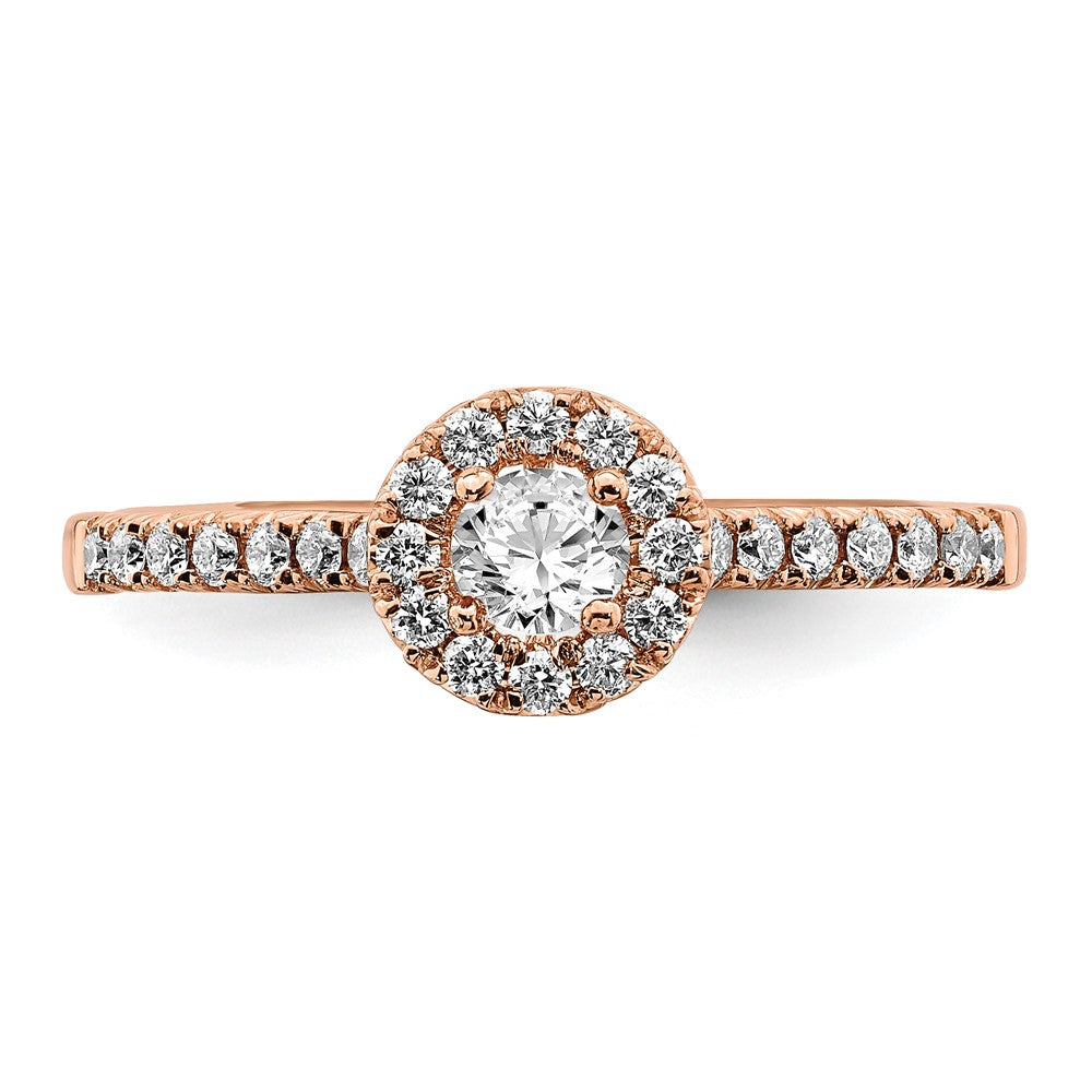 14K Roségold 0,75 ct. Labor gezüchteter Diamant VS/SI+ G+ Rund Komplett-Halo Verlobungsring
