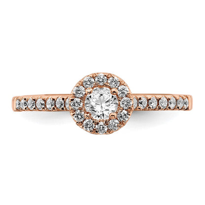 14K Roségold 0,75 ct. Labor gezüchteter Diamant VS/SI+ G+ Rund Komplett-Halo Verlobungsring