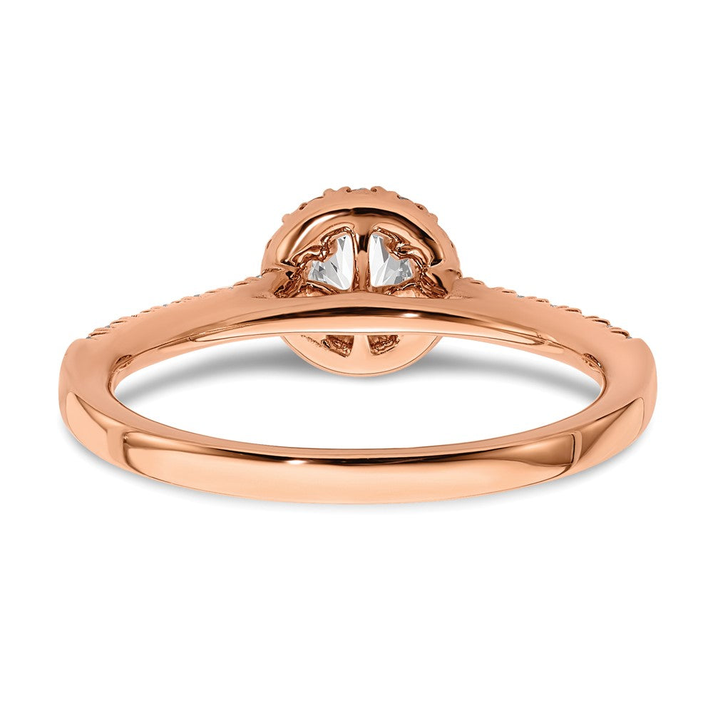 14K Roségold 0,75 ct. Labor gezüchteter Diamant VS/SI+ G+ Rund Komplett-Halo Verlobungsring