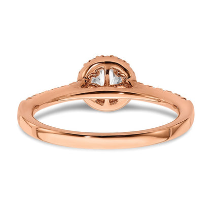 14K Roségold 0,75 ct. Labor gezüchteter Diamant VS/SI+ G+ Rund Komplett-Halo Verlobungsring