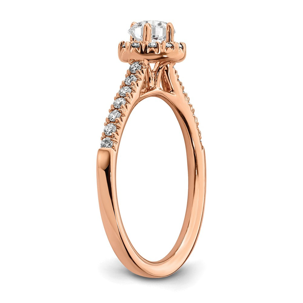 14K Roségold 0,75 ct. Labor gezüchteter Diamant VS/SI+ G+ Rund Komplett-Halo Verlobungsring