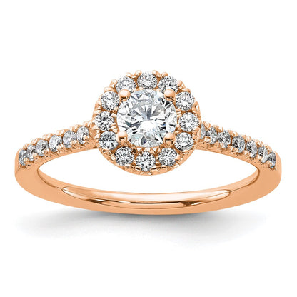 14K Roségold 0,75 ct. Labor gezüchteter Diamant VS/SI+ G+ Rund Komplett-Halo Verlobungsring