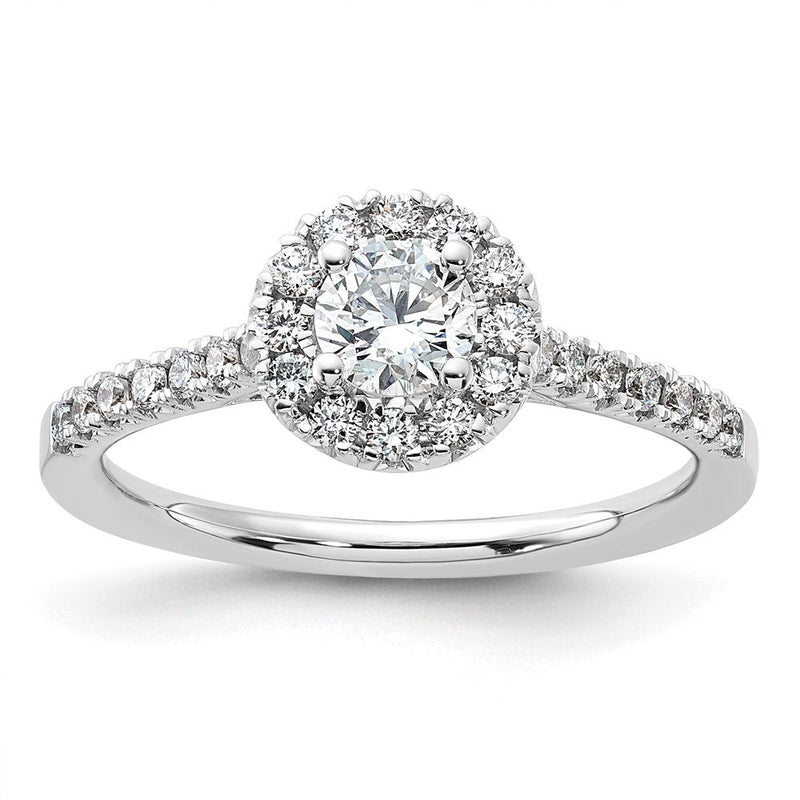 14K Weißgold 3/4 Karat Im Labor Gezüchtet Diamant Vs/si+ G+ Rund Komplett Heiligenschein Verlobungsring