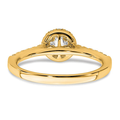 14K Gelbgold Verlobungsring mit rundem Laborgezüchtetem Diamant im Halo-Design, 0,75 ct., VS/SI+ G+