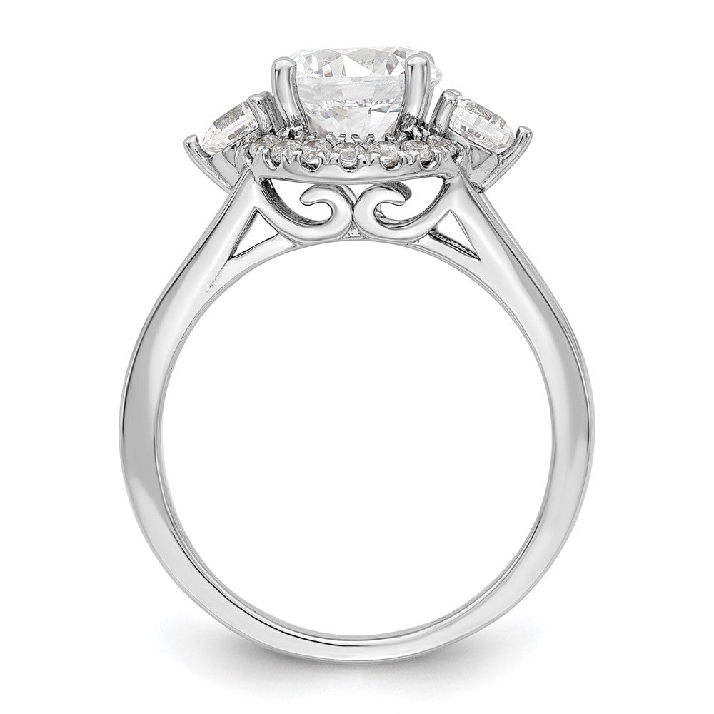 14K Weißgold Verlobungsring mit drei Steinen, 0,5 ct. im Labor gezüchteten Diamanten VS/SI+ G+, 1,5 ct. rundem Mittelstein, Semi-Mount