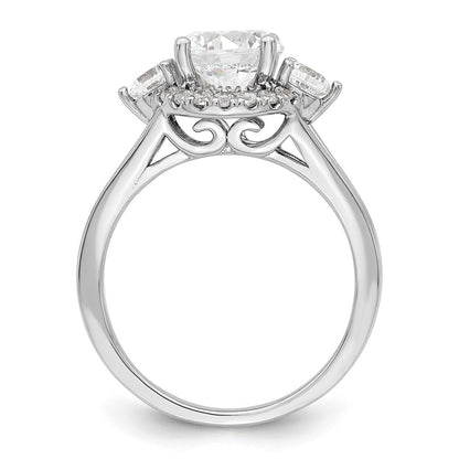 14K Weißgold Verlobungsring mit drei Steinen, 0,5 ct. im Labor gezüchteten Diamanten VS/SI+ G+, 1,5 ct. rundem Mittelstein, Semi-Mount