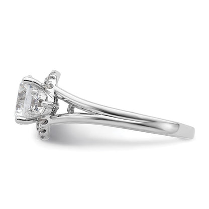 14K Weißgold Verlobungsring mit drei Steinen, 0,5 ct. im Labor gezüchteten Diamanten VS/SI+ G+, 1,5 ct. rundem Mittelstein, Semi-Mount