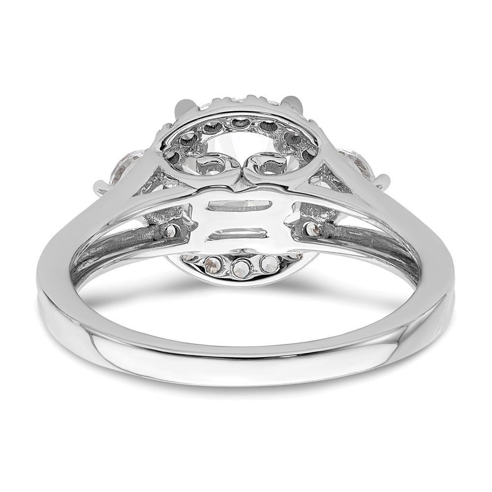 14K Weißgold Verlobungsring mit drei Steinen, 0,5 ct. im Labor gezüchteten Diamanten VS/SI+ G+, 1,5 ct. rundem Mittelstein, Semi-Mount