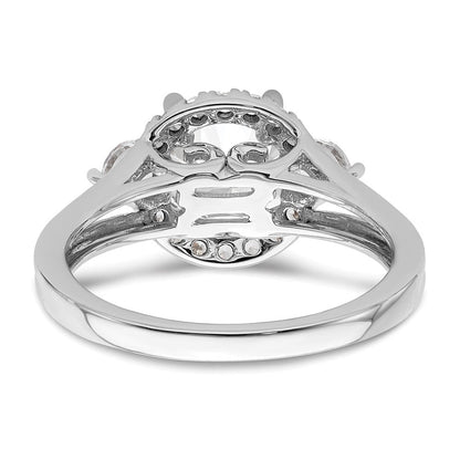 14K Weißgold Verlobungsring mit drei Steinen, 0,5 ct. im Labor gezüchteten Diamanten VS/SI+ G+, 1,5 ct. rundem Mittelstein, Semi-Mount