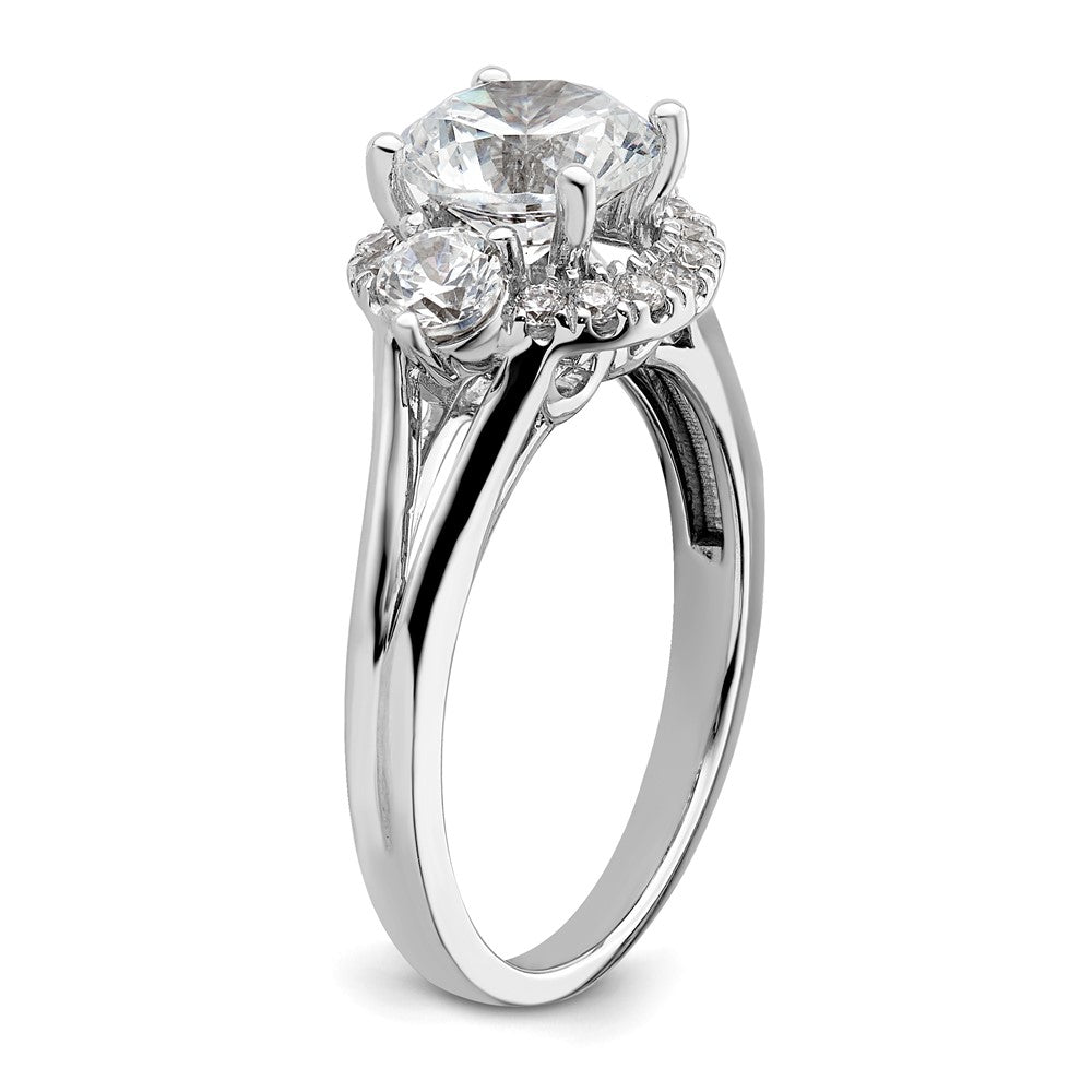 14K Weißgold Verlobungsring mit drei Steinen, 0,5 ct. im Labor gezüchteten Diamanten VS/SI+ G+, 1,5 ct. rundem Mittelstein, Semi-Mount