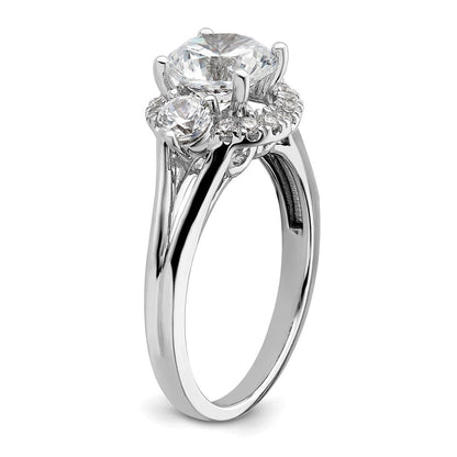 14K Weißgold Verlobungsring mit drei Steinen, 0,5 ct. im Labor gezüchteten Diamanten VS/SI+ G+, 1,5 ct. rundem Mittelstein, Semi-Mount