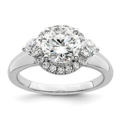14K Weißgold Verlobungsring mit drei Steinen, 0,5 ct. im Labor gezüchteten Diamanten VS/SI+ G+, 1,5 ct. rundem Mittelstein, Semi-Mount