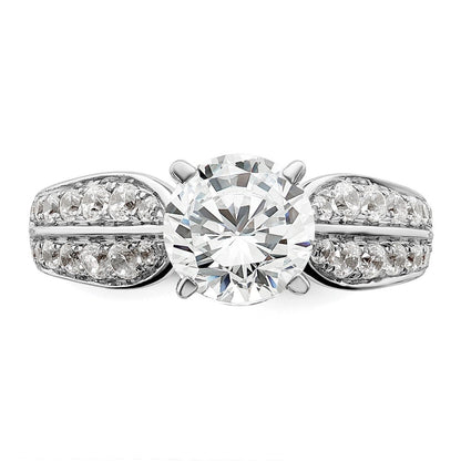 14K Weißgold 0,625 ct. Labor-Diamant VS/SI+ G+ 1,5 ct. Center Rund Shared-Prong Verlobungsring