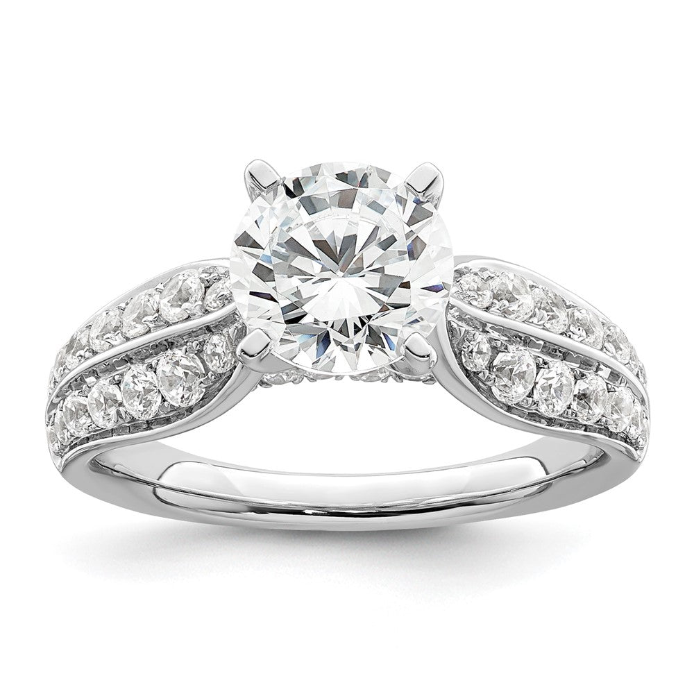 14K Weißgold 0,625 ct. Labor-Diamant VS/SI+ G+ 1,5 ct. Center Rund Shared-Prong Verlobungsring