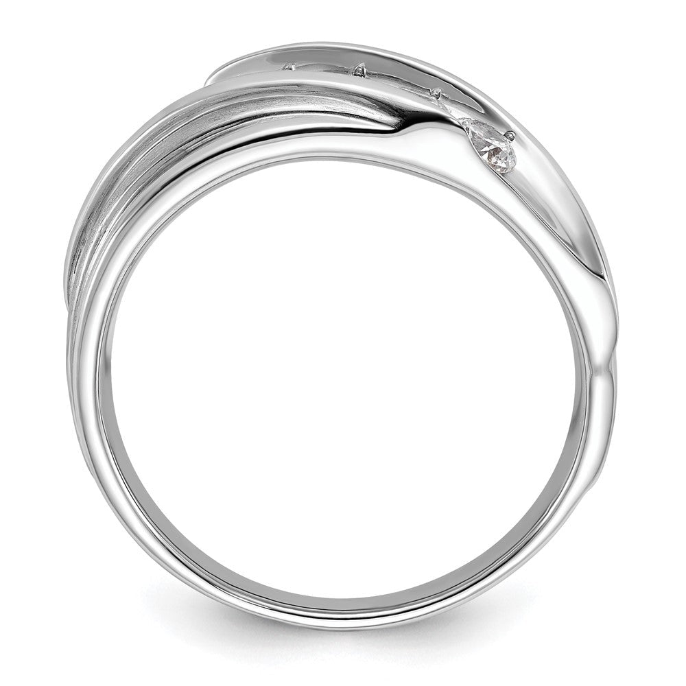 10K Weißgold Herrenring mit 0,75 ct. laborgezüchteten Diamanten VS/SI+ G+, fünf Steine