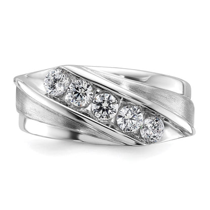 10K Weißgold Herrenring mit 0,75 ct. laborgezüchteten Diamanten VS/SI+ G+, fünf Steine