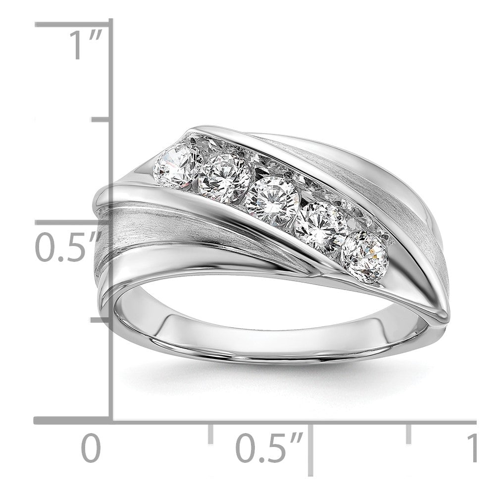 10K Weißgold Herrenring mit 0,75 ct. laborgezüchteten Diamanten VS/SI+ G+, fünf Steine