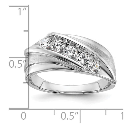 10K Weißgold Herrenring mit 0,75 ct. laborgezüchteten Diamanten VS/SI+ G+, fünf Steine