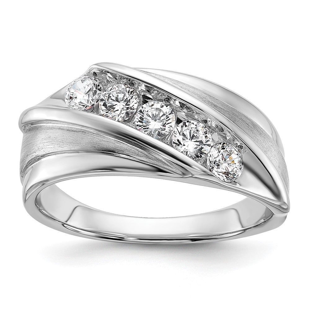 10K Weißgold Herrenring mit 0,75 ct. laborgezüchteten Diamanten VS/SI+ G+, fünf Steine