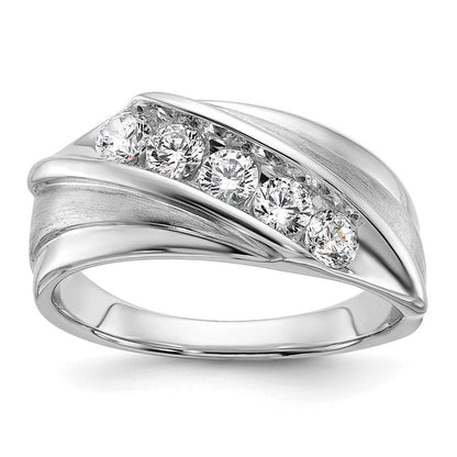 10K Weißgold Herrenring mit 0,75 ct. laborgezüchteten Diamanten VS/SI+ G+, fünf Steine