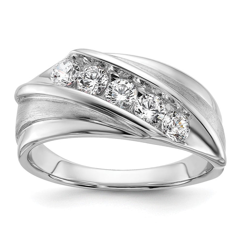 10K Weißgold Herrenring mit 0,75 ct. laborgezüchteten Diamanten VS/SI+ G+, fünf Steine