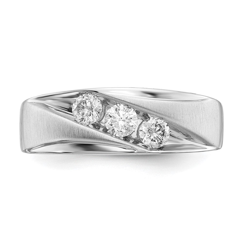 14K Weißgold 0,625 ct. Laborgezüchteter Diamant VS/SI+ G+ Drei-Steine-Herrenring