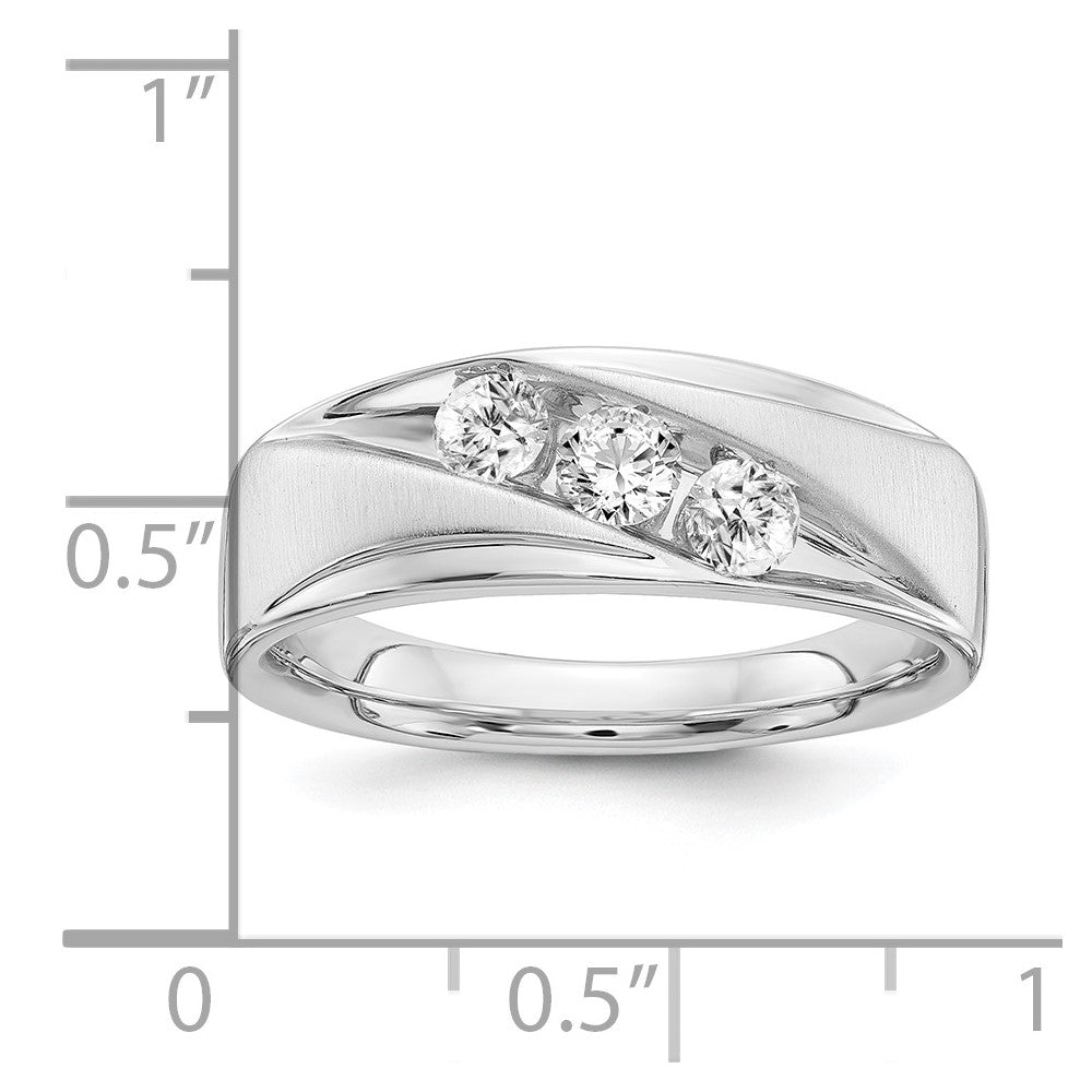 14K Weißgold 0,625 ct. Laborgezüchteter Diamant VS/SI+ G+ Drei-Steine-Herrenring