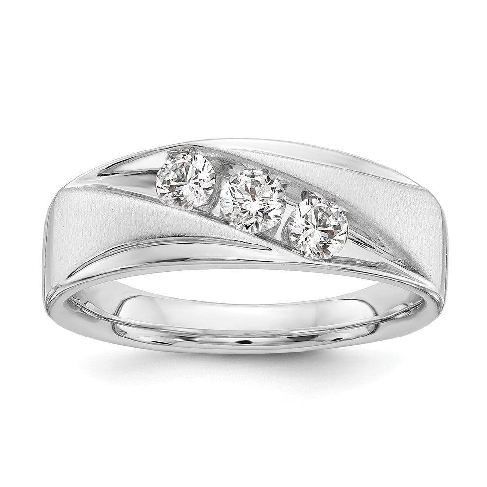 14K Weißgold 0,625 ct. Laborgezüchteter Diamant VS/SI+ G+ Drei-Steine-Herrenring