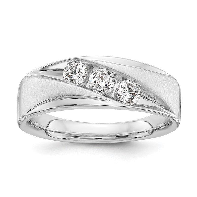 14K Weißgold 0,625 ct. Laborgezüchteter Diamant VS/SI+ G+ Drei-Steine-Herrenring