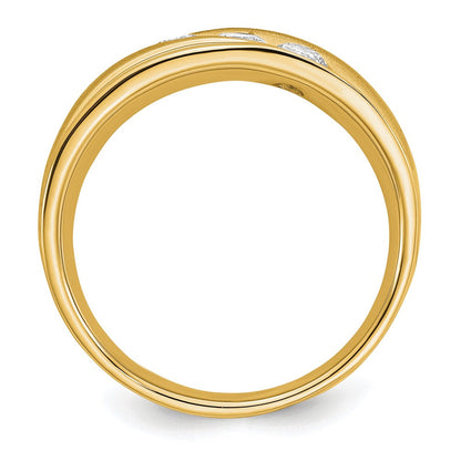 14K Gelbgold Herrenring mit 0,625 ct. Labor gezüchteten Diamanten, VS/SI+, G+, Drei Steine