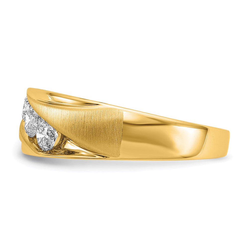 14K Gelbgold Herrenring mit 0,625 ct. Labor gezüchteten Diamanten, VS/SI+, G+, Drei Steine