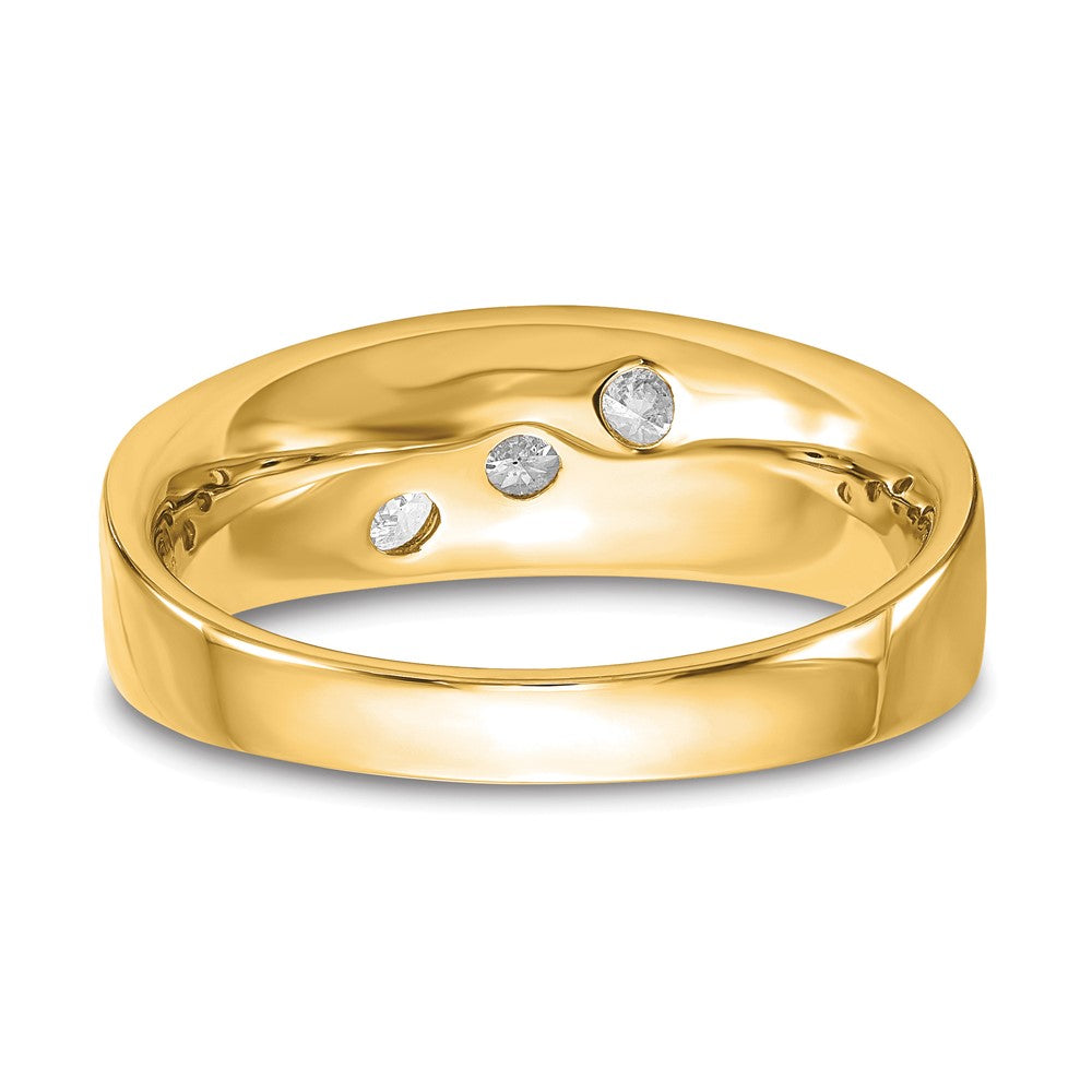 14K Gelbgold Herrenring mit 0,625 ct. Labor gezüchteten Diamanten, VS/SI+, G+, Drei Steine