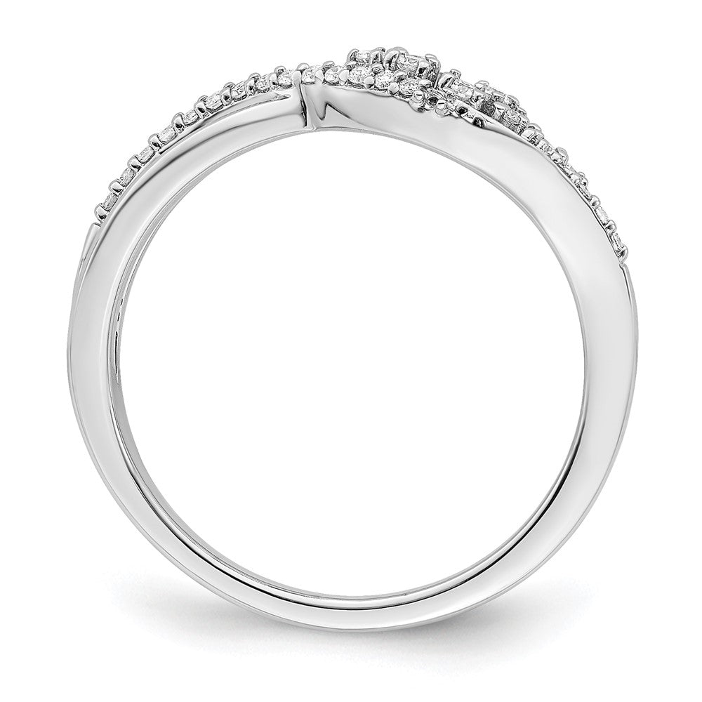 14K Weißgold Ring mit Poliertem Fancy Florina Wellendesign und Echten Diamanten