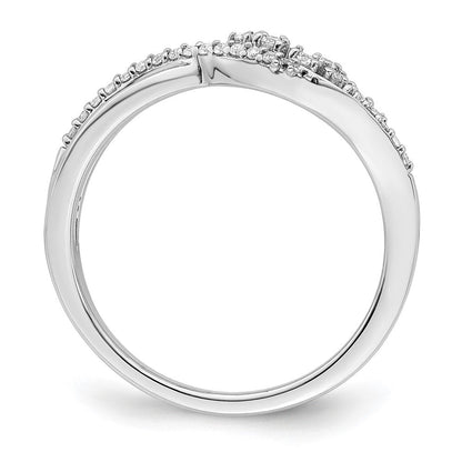 14K Weißgold Ring mit Poliertem Fancy Florina Wellendesign und Echten Diamanten