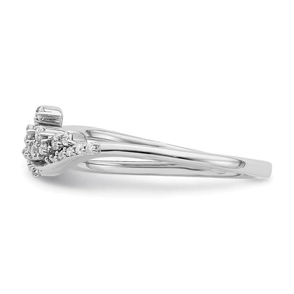 14K Weißgold Ring mit Poliertem Fancy Florina Wellendesign und Echten Diamanten